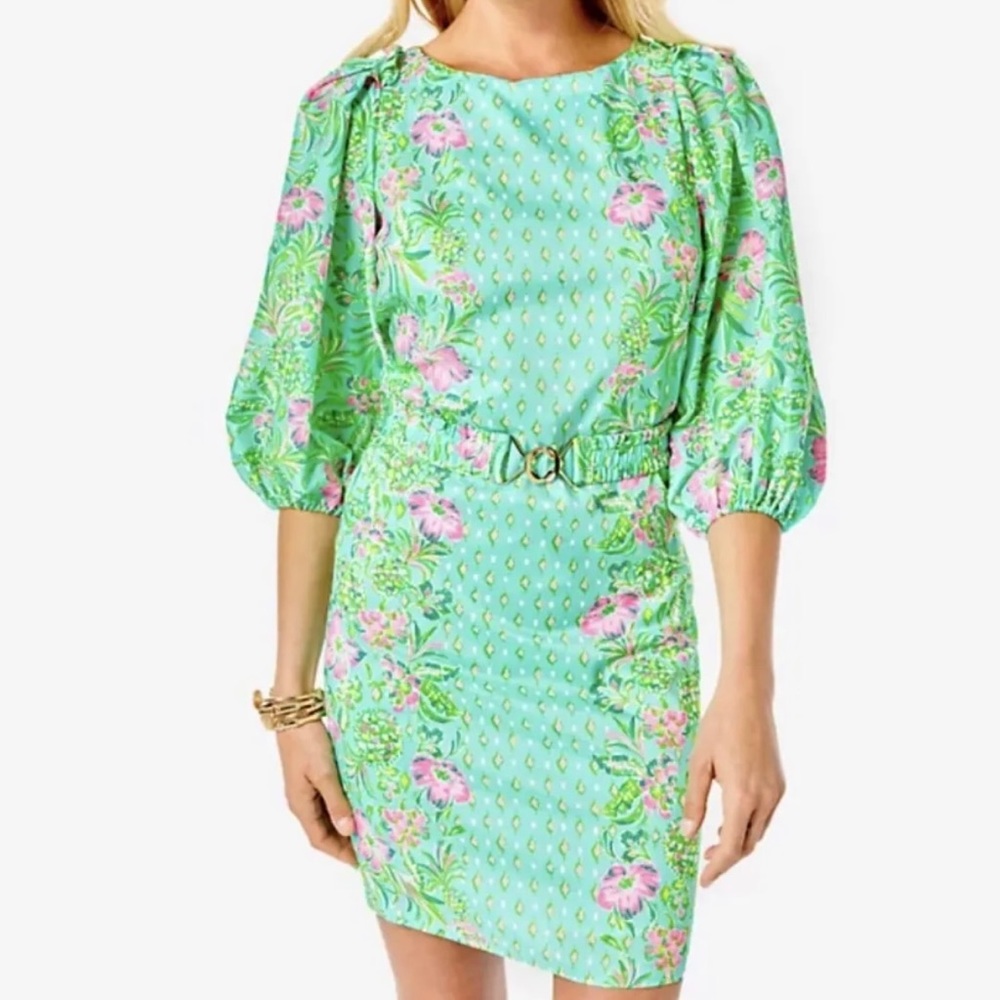 NWT Lilly Pulitzer Barbara Dress M, Surf Blue Oh Diamond Girl Engineered